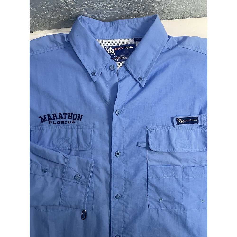 Spicy Tuna Mens XLFishing Shirt Vented Marlin Embroidered Marathon, FL